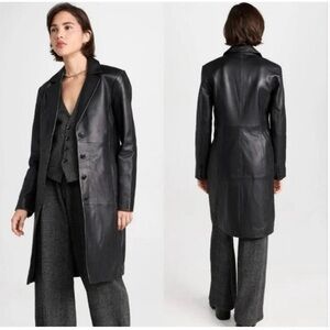 Reformation Veda Crosby 90s Longline Leather Jacket Blazer